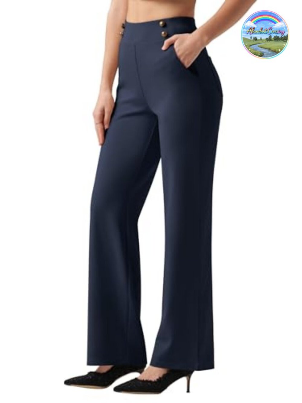 Women's Wide Leg Dress Pants High Waisted Stretch Work Slacks with Pockets